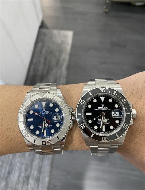 rolex yatchnaster grigio vs submariner|rolex yacht master submariner.